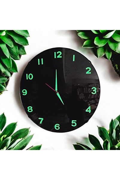 Bahat ساعة حائط زجاجية محدبة ثلاثية الأبعاد مضيئة تتوهج في الظلام قطر 30 سم