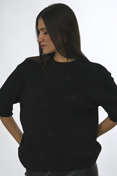 ABBRA Pulover de tricotat cu mânecă scurtă pentru femei