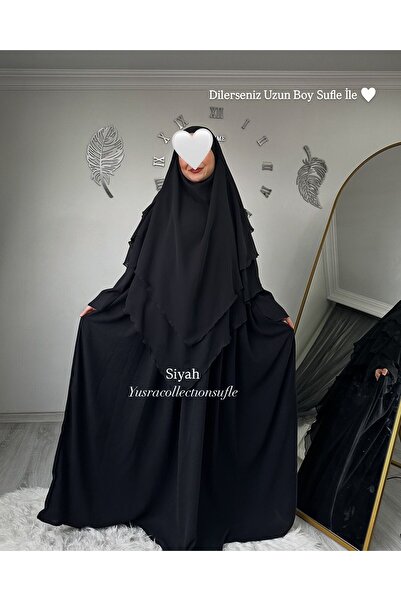 Yüsra Collection Σετ Ayrobin με φόρεμα και μακρύ σουφλέ 2 τεμαχίων