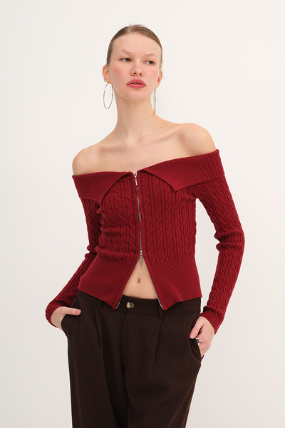 Addax Double Zipper Knitwear Cardigan H2933