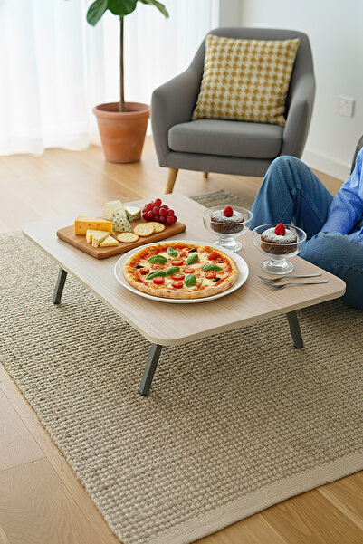 Zevahir Mobilya Dekorasyon Ahşap Mermer Desenli Metal Katlanır Ayaklı Kamp Ba...