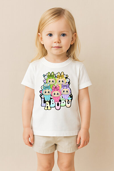 SVART WEAR تي شيرت مطبوع بنمط لابوبو للأطفال والكبار بتصميم مزدوج