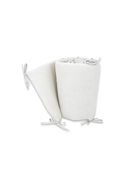 Qmini Aparatoare pentru patut, Qmini, 180x30 cm, Bumbac, Cu panglici, Cream