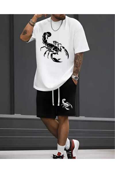 ORVIO Group Men's Scorpion Printed T-Shirt and Shorts Set