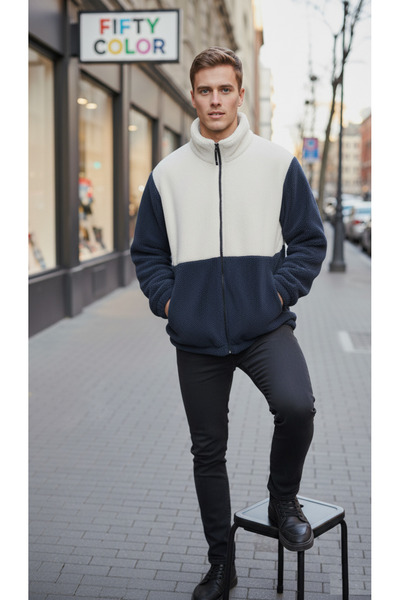 Fifty Color Висококачествено яке с цветни блокове, цип, яка, шерпа, полар, плюш