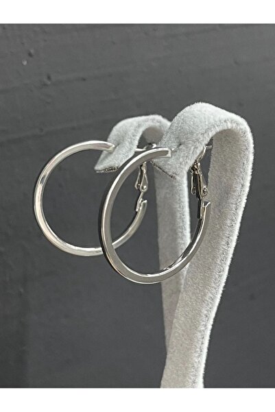 artistik bijuteri Steel Silver Color Hoop Earrings(3cm in Diameter)