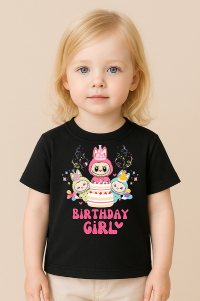 SVART WEAR تي شيرت مطبوع بنمط لابوبو للأطفال والكبار بتصميم مزدوج