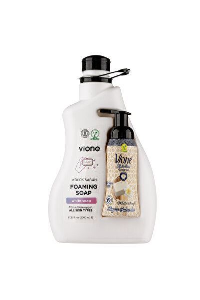 vione Rezerva sapun lichid spuma 2000ml + dozator inclus 300ml White Soap