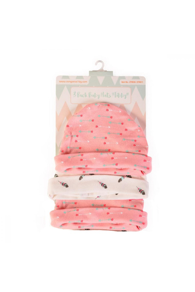Cangaroo Set of 3 Tibby Pink baby hats made of cotton, soft material, suitable for 0-3 months