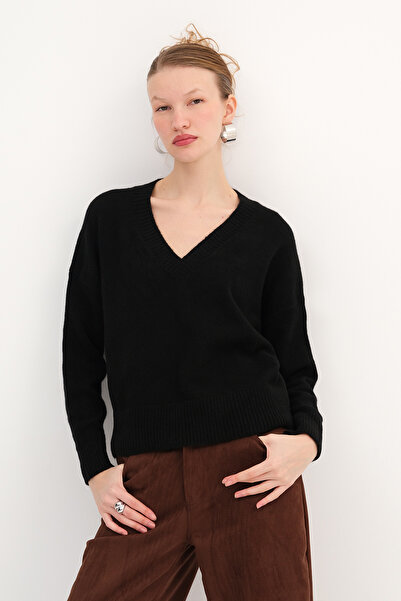 Addax V-Neck Long Sleeve Knitwear Sweater K3435-B1