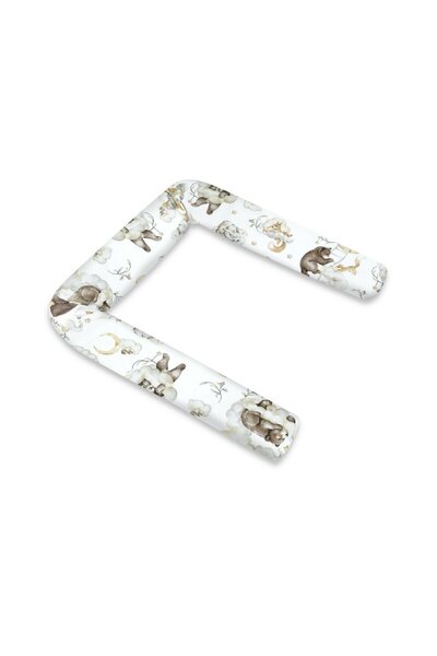 Qmini Обиколник за детско креватче, Qmini, 180 см, памук, Мече и приятели, бежов