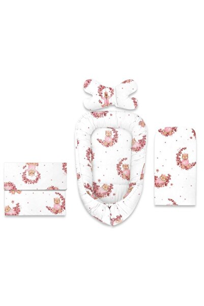 MimiNu Set 4 in 1 Cosulet bebelus, MimiNu, Baby Cocoon 75x55 cm, Bumbac, Desi...