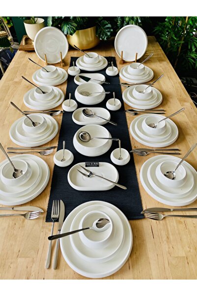 CASA DE BELLA Bianco Perla 47 Parça Porselen 12 Kişilik Yemek Takımı