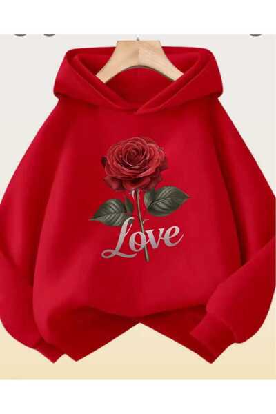 ORVIO Group Women's Floral Patterned Butterfly Printed Hoodie