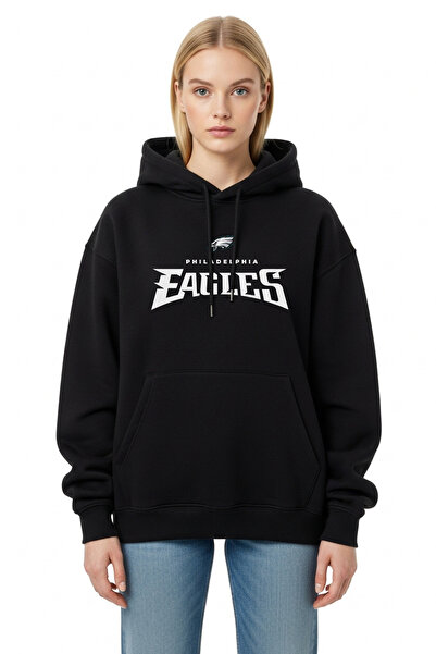 BA Sportswear Nfl Eagles Black Oversize Hooded Sweatshirt