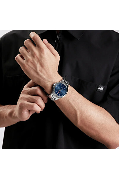 Naviforce Ceas de mână bărbătesc, modă, casual, elegant, analog, cuarț, argintiu, albastru