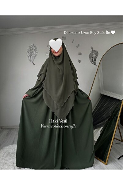 Yüsra Collection Σετ Ayrobin με φόρεμα και μακρύ σουφλέ 2 τεμαχίων