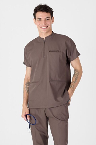 Owlet Medikal ελαστικό ύφασμα Σκραμπς με φερμουάρ σε καφέ σοκολάτα