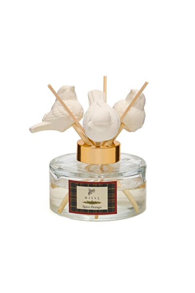 Missi Yılbaşı 150 ml Kuş Seramik Taş Bambu Çubuklu Spice Orange Oda Kokusu
