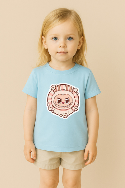 SVART WEAR تي شيرت مطبوع بنمط لابوبو للأطفال والكبار بتصميم مزدوج