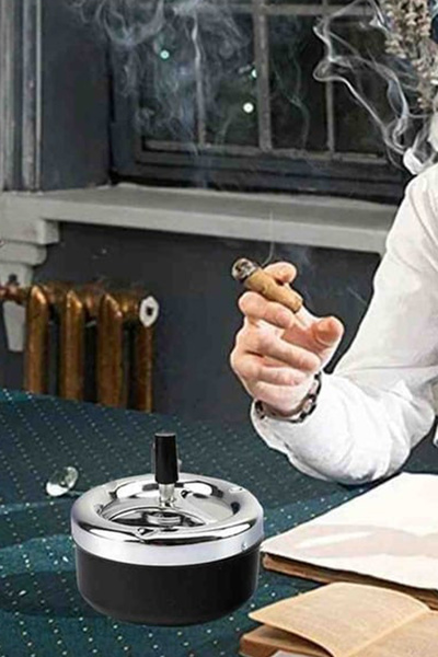 CİYU TİCARET Basmalı Küllük Paslanmaz Metal Döner Kapaklı Pratik Temiz Kullan...