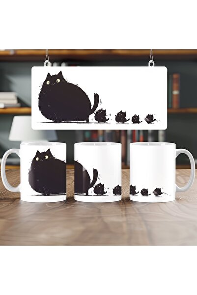 Beramussa كوب بتصميم الأم القطة والقطط الصغيرة - خيار هدية لطيف