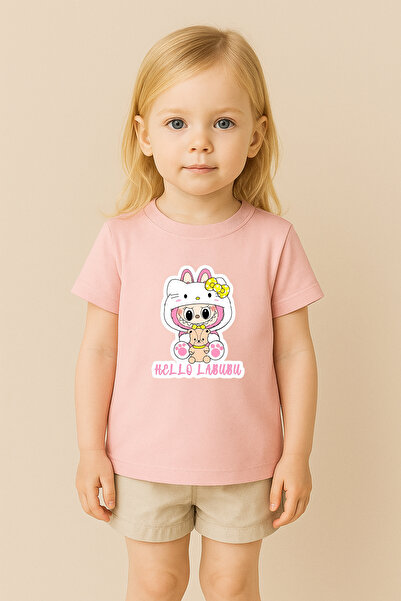 SVART WEAR تي شيرت مطبوع بنمط لابوبو للأطفال والكبار بتصميم مزدوج