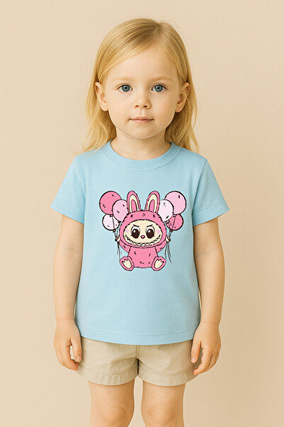 SVART WEAR تي شيرت مطبوع بنمط لابوبو للأطفال والكبار بتصميم مزدوج