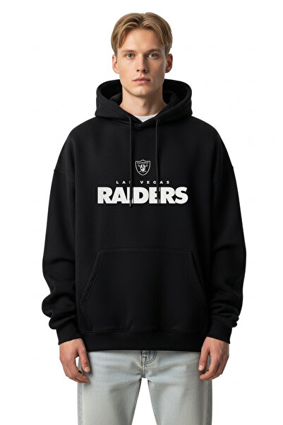 BA Sportswear Nfl Raiders Black Oversize Hooded Sweatshirt