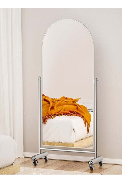 Taimi Large Mirror With Elegant Design 180x70cm-Full-length Mirror With Wheels And A Silver Steel Frame