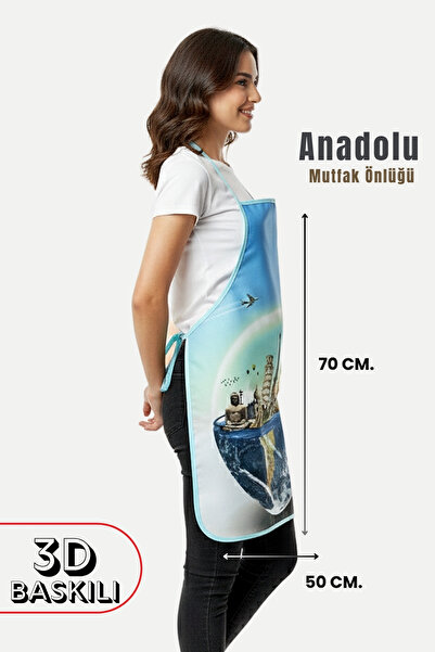 sevilya Anadolu 3 Boyutlu Mutfak Önlüğü 3D Baskılı Mutfak Önlüğü Sıvı Su Geçirmez Mutfak Önlüğü
