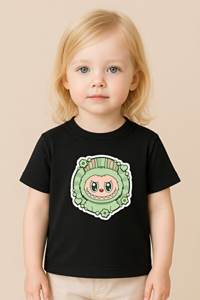 SVART WEAR تي شيرت مطبوع بنمط لابوبو للأطفال والكبار بتصميم مزدوج