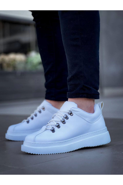 Zerenyus Zrk-X4 White High Sole Lace-Up Casual Men's Sneaker