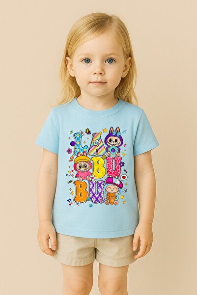 SVART WEAR تي شيرت مطبوع بنمط لابوبو للأطفال والكبار بتصميم مزدوج