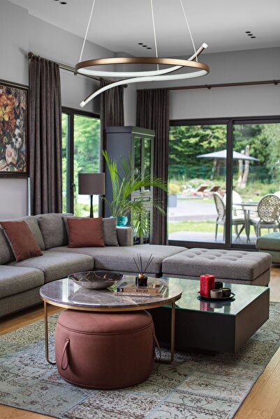 Luzarana Snake Modern Tasarım Kahve Renk Beyaz Ledli Yatak Odası - Cafe - Mut...