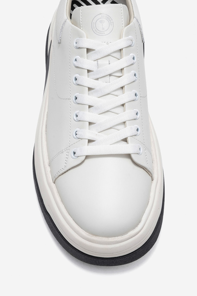 MARCOMEN Men's Thick Sole Lace-Up Casual Shoes Genuine Leather Mc 22216 White