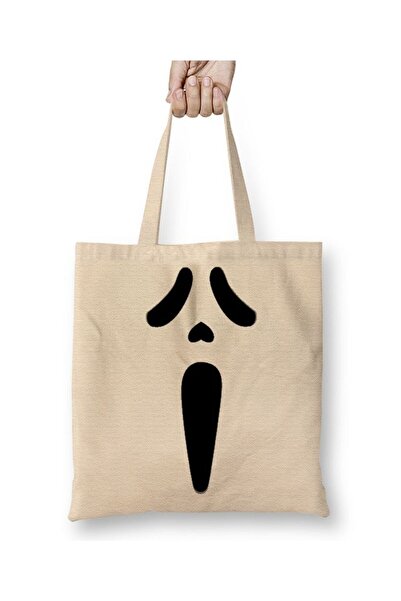 Toyaso Scream Scream Horror Halloween Λευκή υφασμάτινη τσάντα με μακριά λαβή Τσάντα αγορών Τσάντα παραλίας