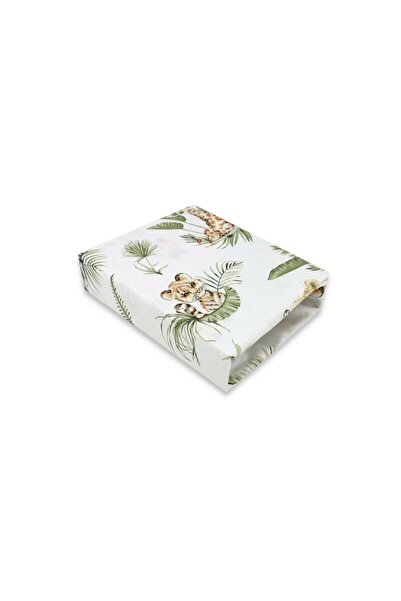 Qmini Cearceaf cu elastic, Qmini, Pentru patut 140X70 cm, Bumbac, Safari