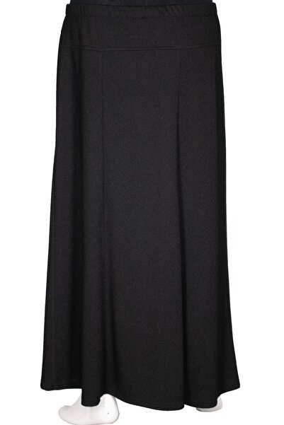 HESNA Women's Nida Winter Plus Size Unlined Latex Black Skirt