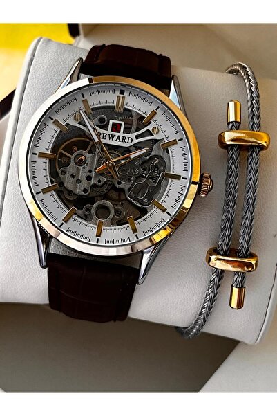 Reward İtalyan Bileklik Hediyeli Deri Kordon Otomatik Mekanizma 5 Atm Erkek K...