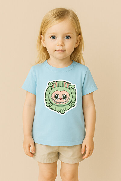 SVART WEAR تي شيرت مطبوع بنمط لابوبو للأطفال والكبار بتصميم مزدوج