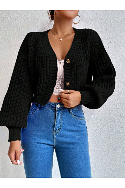 MOONBULL Women's Three-Button Detailed Knit Jacket