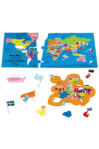 Imagimake EVA Foam Educational Puzzle - World Map with Flags and Capitals