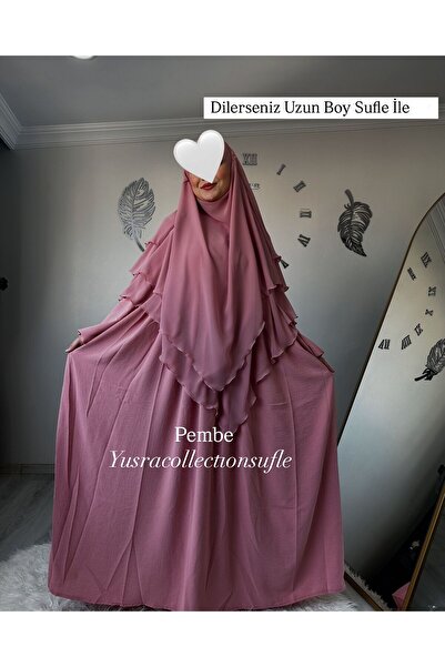 Yüsra Collection Σετ Ayrobin με φόρεμα και μακρύ σουφλέ 2 τεμαχίων