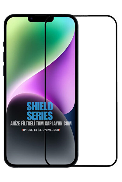 Evax (Shield Tam) iPhone 14 ile Uyumlu 6D Tam Kaplayan 9H Temperli ESD Anti-S...