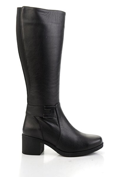 Bambi Siyah Hakiki Deri Kadın Çizme K03586007103