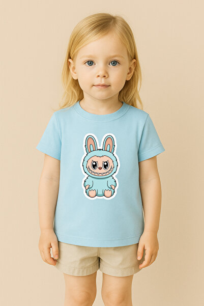 SVART WEAR تي شيرت مطبوع بنمط لابوبو للأطفال والكبار بتصميم مزدوج