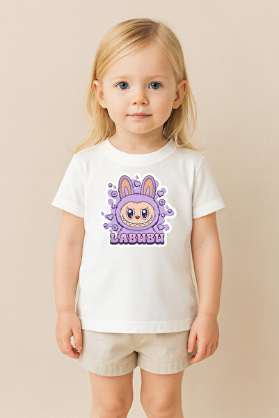 SVART WEAR تي شيرت مطبوع بنمط لابوبو للأطفال والكبار بتصميم مزدوج