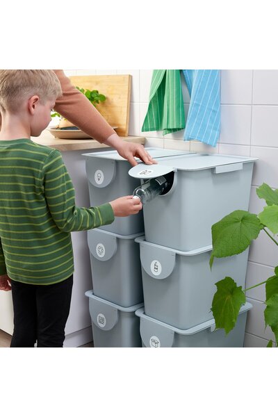 IKEA Bin with Lid Light Grey-blue, 25 l