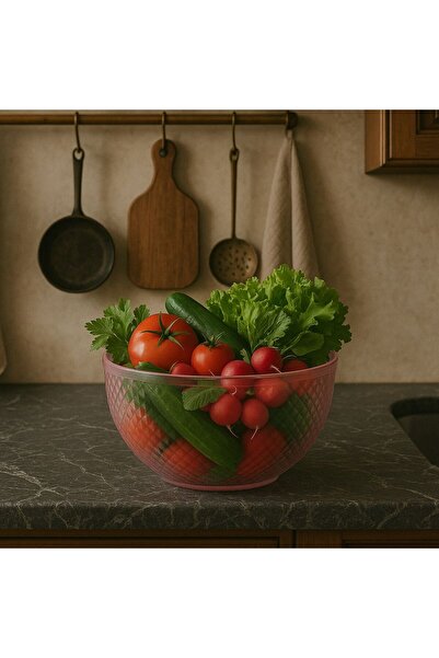 Pink Cat Kitchen Salata Meyve Kasesi Sert Mika Plastik Şık Görünüm